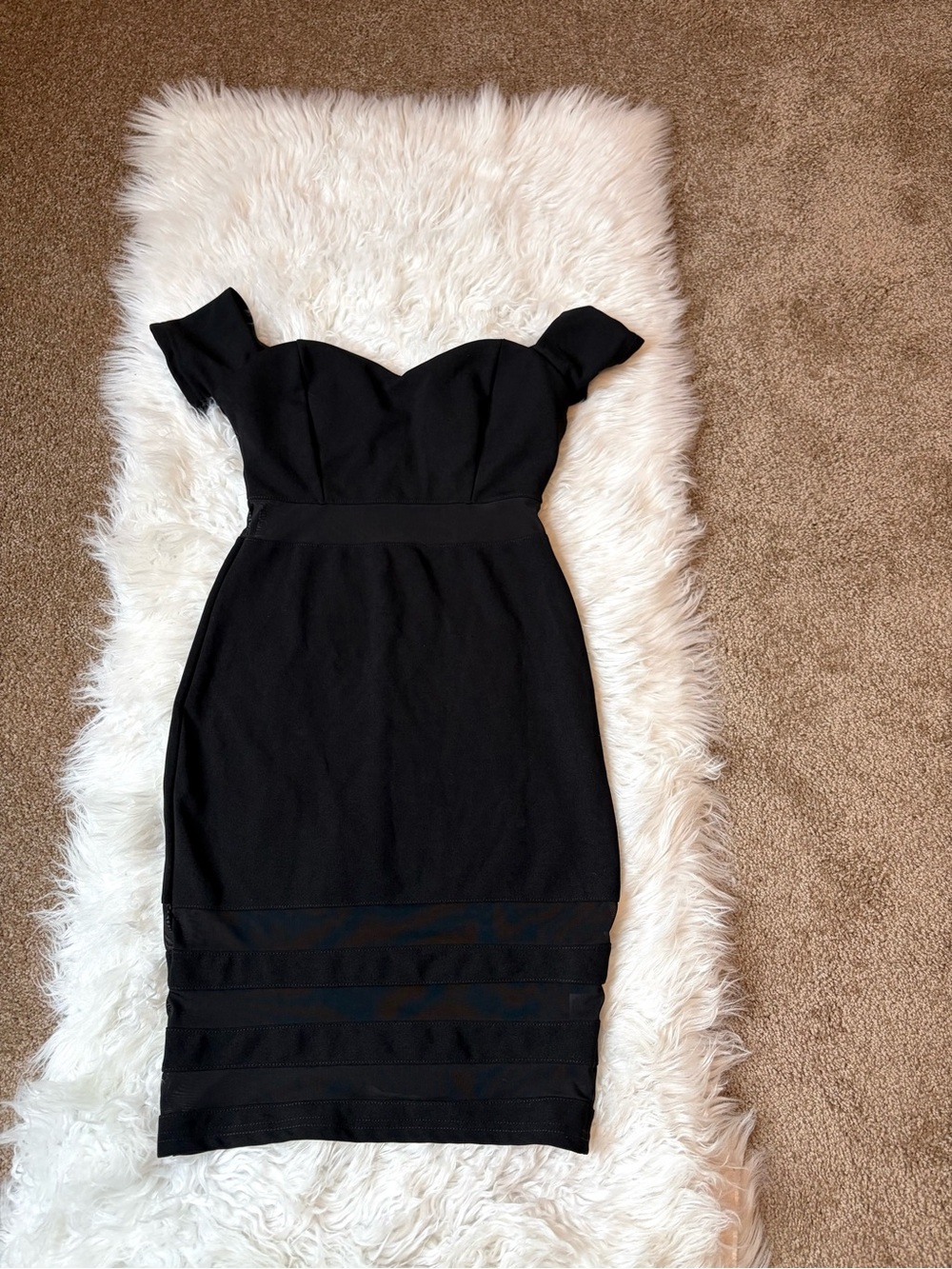 Black Off-the-Shoulder Midi Dress